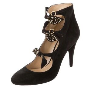 Chloe Mike Bow Studded Suede Pumps sz 38